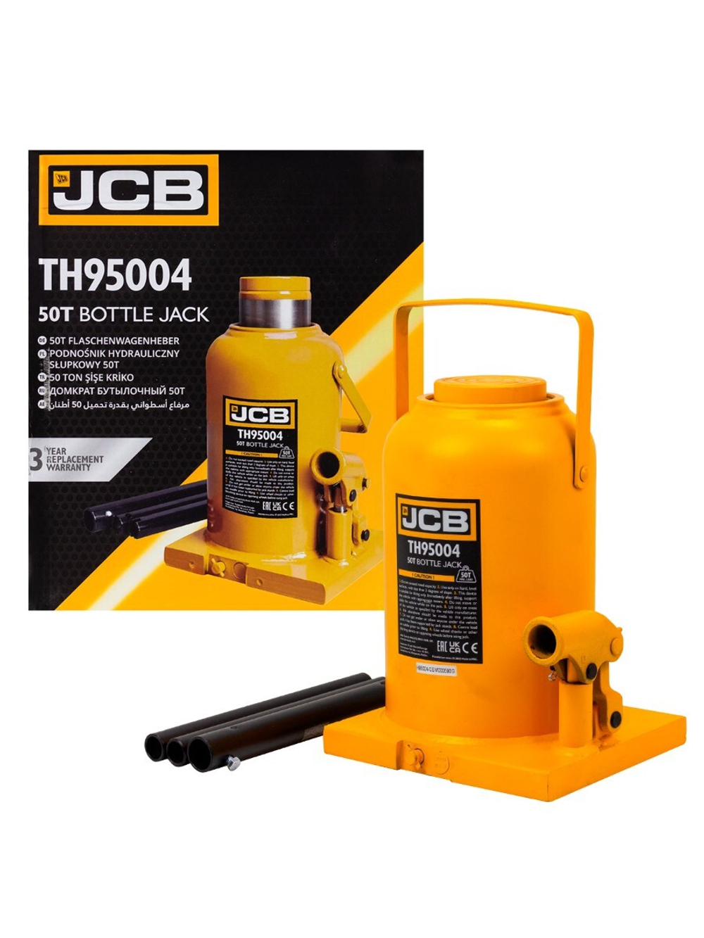 Домкрат бутылочный 50т с клапаном JCB JCB-TH95004