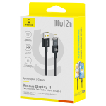 USB-A - USB-C Кабель Baseus Display 2 Charging+Data 100W 1-2m - Cosmic Black