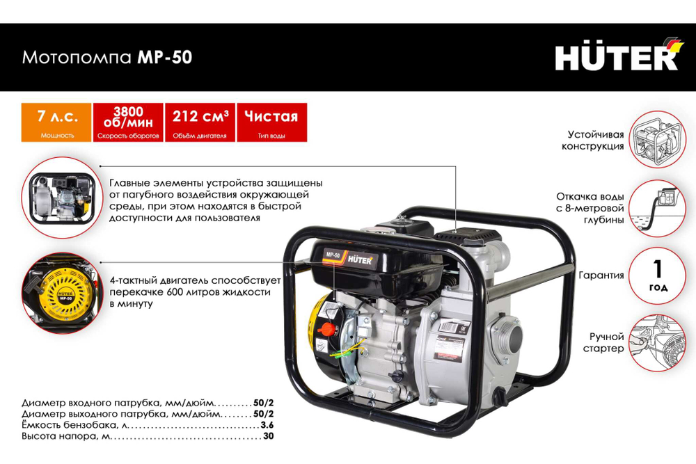 Мотопомпа Huter MP 50 70/11/3