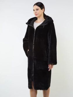 Дубленка зимняя двухсторонняя шуба с капюшоном