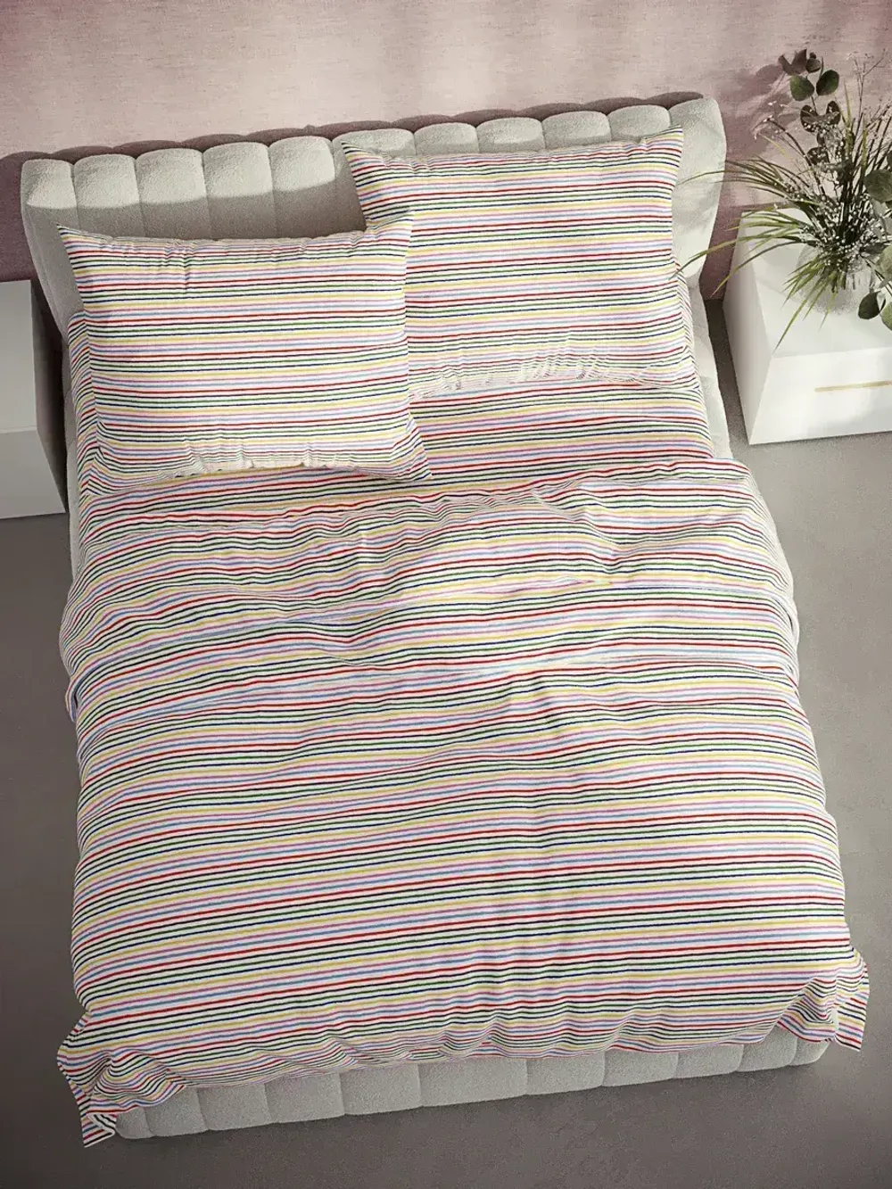 Наволочка комплект 2шт перкаль Сказка "Радужная полоска" 45х45 см на молнии