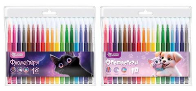 Фломастеры 18цв. классические "Микс для девочек" круглый корп. смываемые, блист. (Schoolformat)