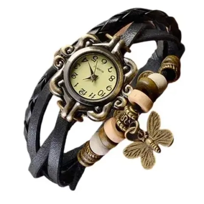 Часы наручные кварцевые на кожаном ремешке, коричневый/черный W2911200-04