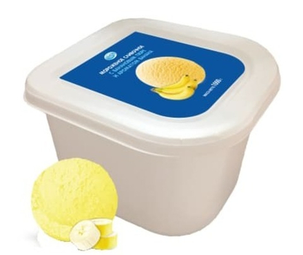 Мороженое сливочное с Банановым пюре и ароматом банана 1кг. кювет Морозпродукт