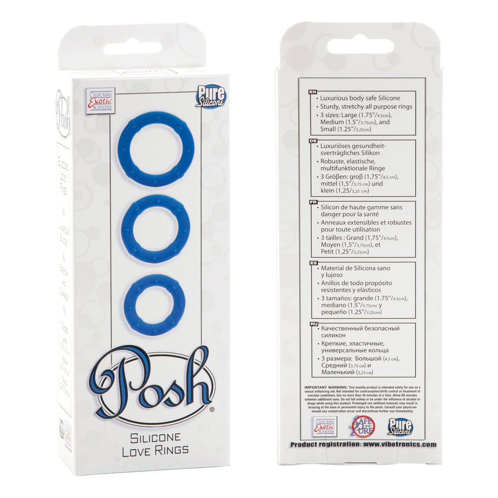 Набор из трех голубых эрекционных колец Posh Love Rings (Цвет: голубой)