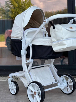 Коляска-трансформер 3в1 LUXMOM 608-2 с автолюлькой, коричневая ЭкоКожа
