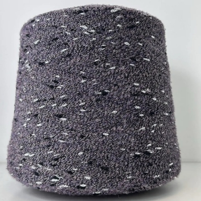 VOICE - Luxury Production by Ri.Go; 45% альпака, 19% меринос, 17% п/а, 19% люрекс; 650м/100гр; Букле мелкое, col. 23132, цвет: пыльно-фиолетовый с серебристыми и чёрными шишками; S504