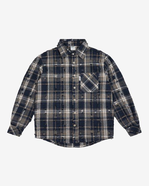 Рубашка  RUFF Global ripped plaid темно-синяя