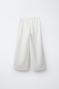 ZARA БРЮКИ WIDE LEG В СПОРТИВНОМ СТИЛЕ, ЭКРЮ