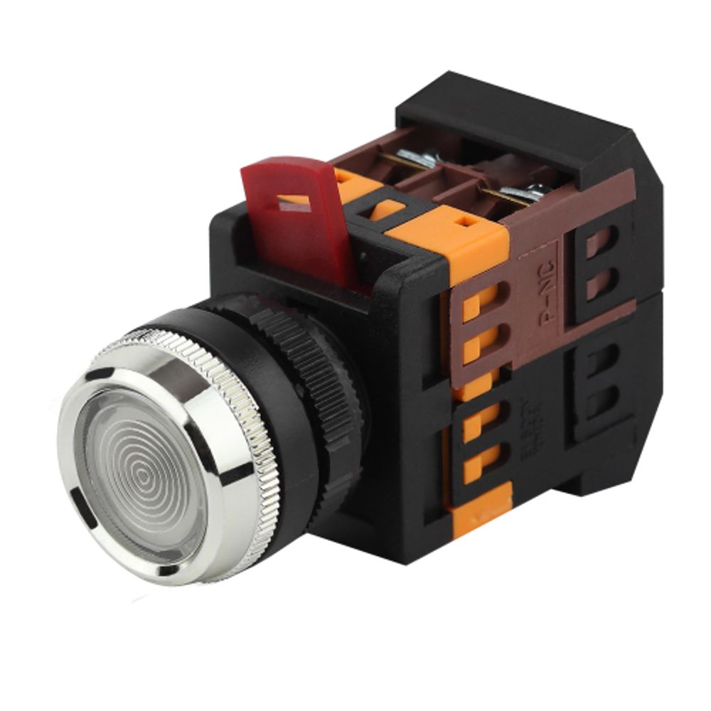 Кнопка ЭРА BBT30-ABLFS-K01E ABLFS-22 белый d22мм неон 240В 1з+1р | Кнопки управления