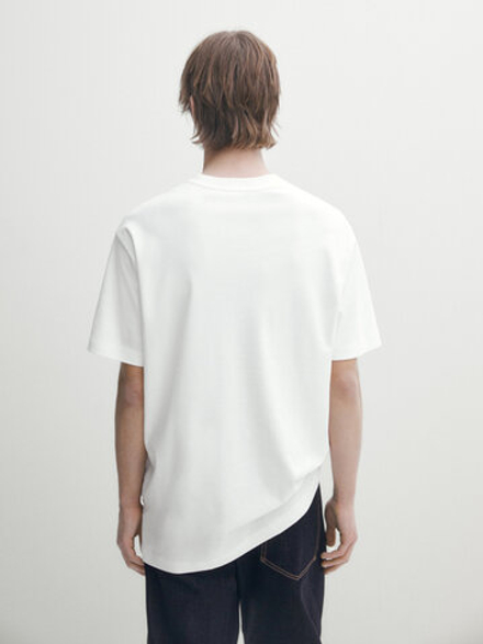 Massimo Dutti ФУТБОЛКА С КРУГЛЫМ ВЫРЕЗОМ, БЕЛЫЙ