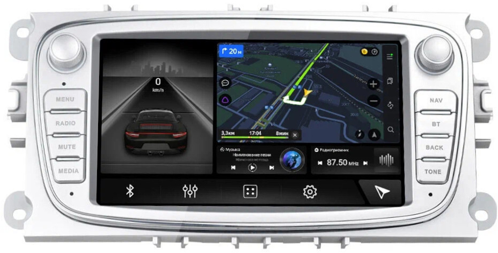 Магнитола для Ford (овал, серебро) - Canbox H-Line Android 10, ТОП процессор, Carplay, 4G SIM-слот