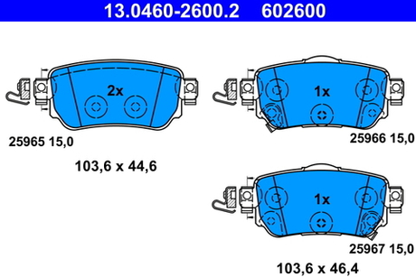 ATE - 13046026002-ATE - Brake Pad Set, disc brake
