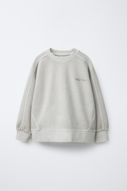 ZARA КОМПЛЕКТ ИЗ ТОЛСТОВКИ И БРЮК ИЗ ТКАНИ ИНТЕРЛОК, ЦВЕТ ЛЬДА