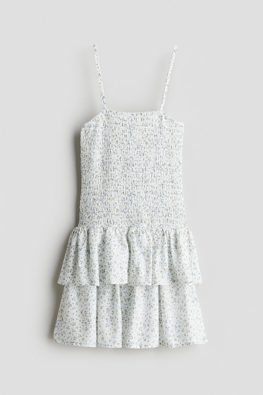 H&M Платье с плиссировкой на бретельках, белый