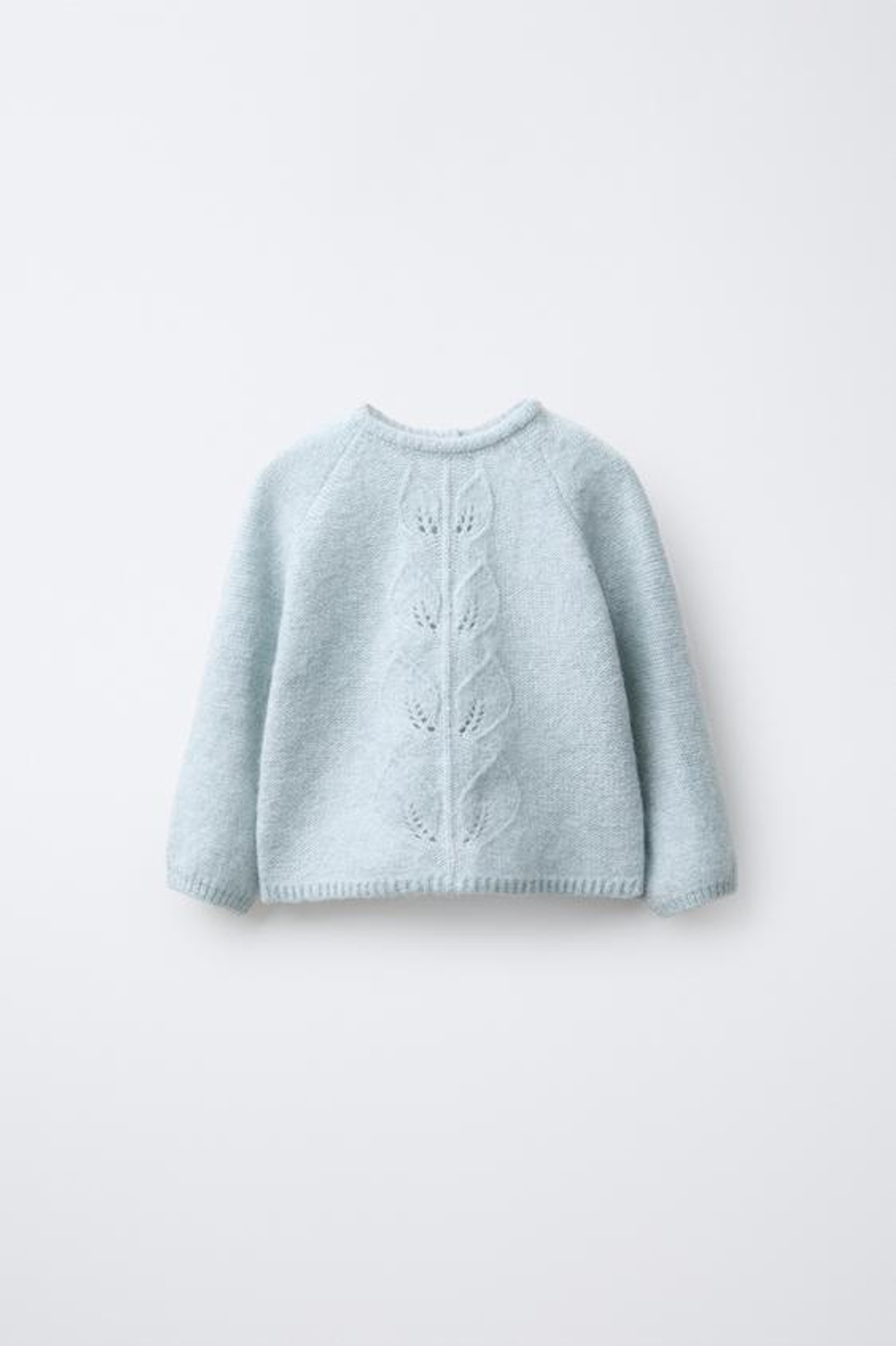 ZARA ДЖЕМПЕР ВЯЗАНЫЙ С ЛИСТЬЯМИ, ВОДЯНИСТО-ЗЕЛЕНЫЙ