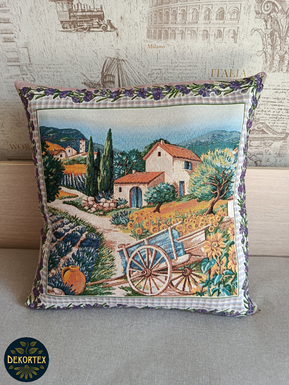 Декоративный гобеленовый чехол для интерьерной подушки Прованс 47х47