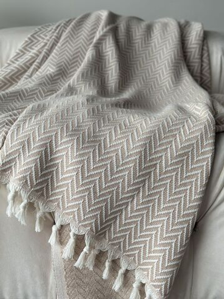 Плед покрывало хлопковый 230x190 см зигзаг, черный Турция