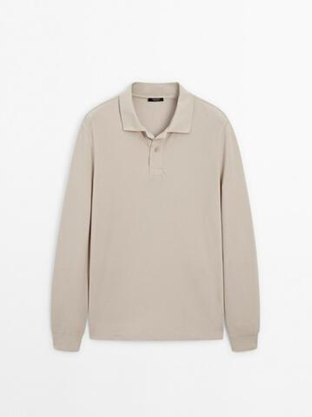 Massimo Dutti Поло с пуговицами, натуральный, кремовый