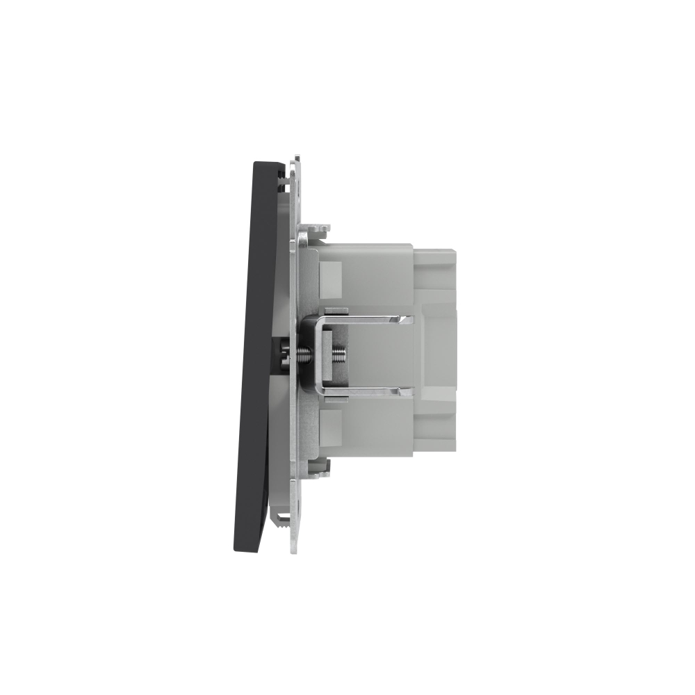 Выключатель двухклавишный с подсветкой, KANT, черный уголь