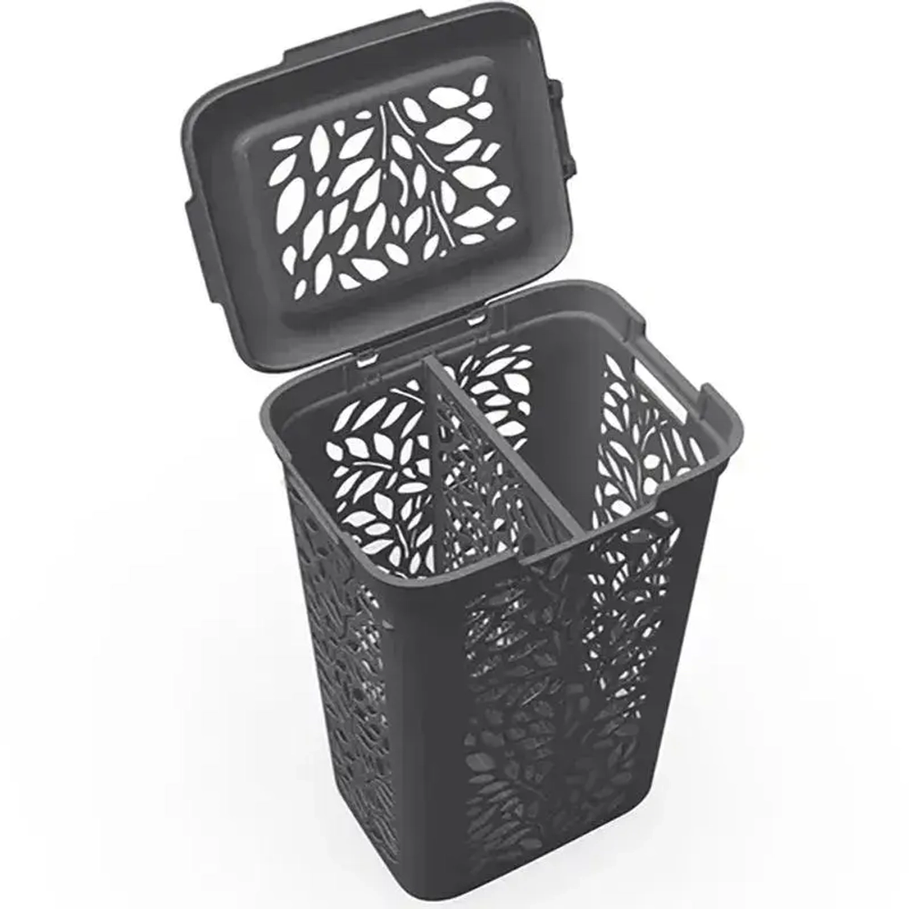 Корзина для белья с разделителем Leaves 60л 440х635мм (серый) (комплект 4 шт)