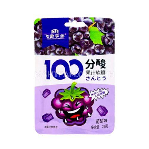 Конфеты кислые жевательные Feichangxiannian 100 вкус виноград 25 г