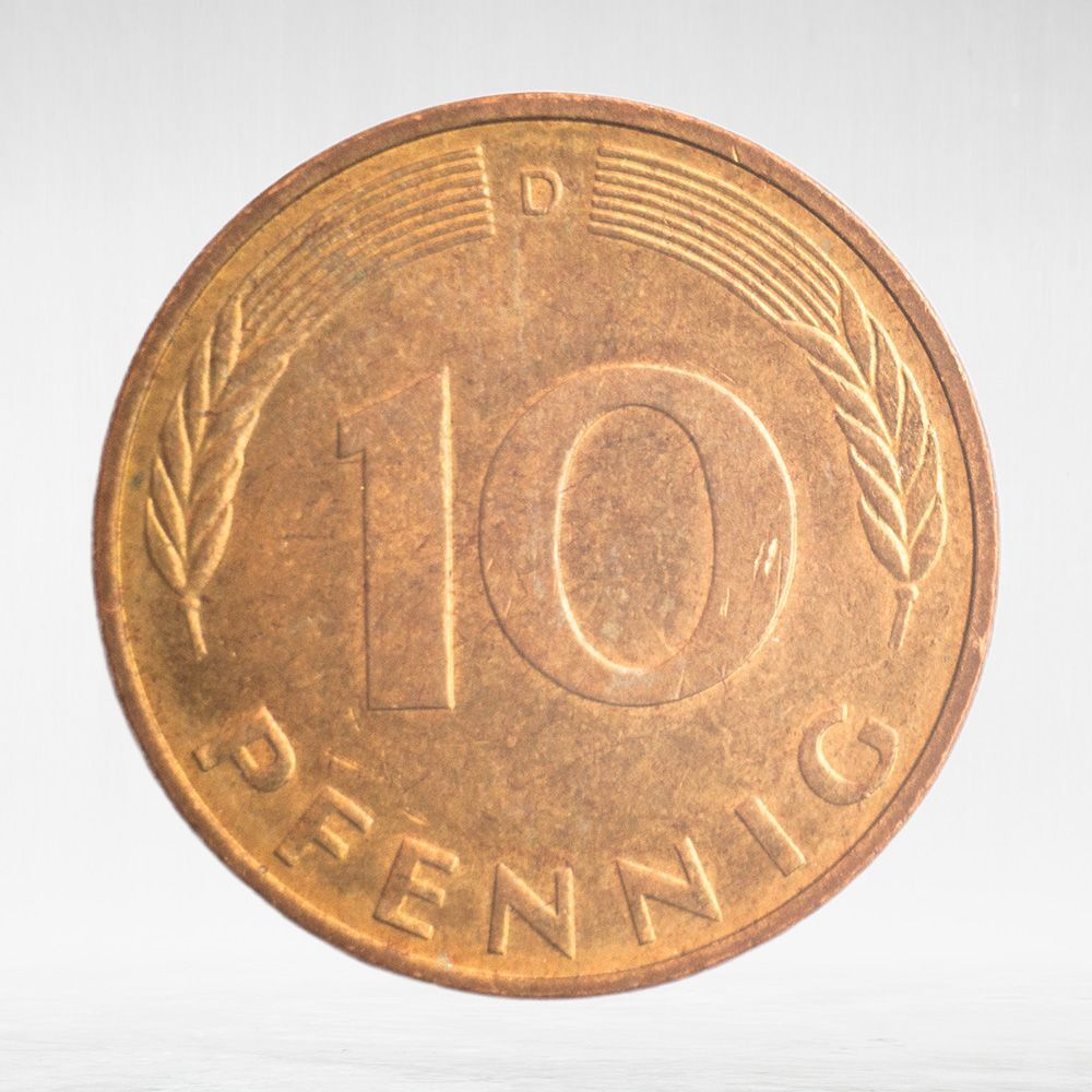 Germany, 10 Pfennigs, 1991, (Munich Mint - "D"), VF