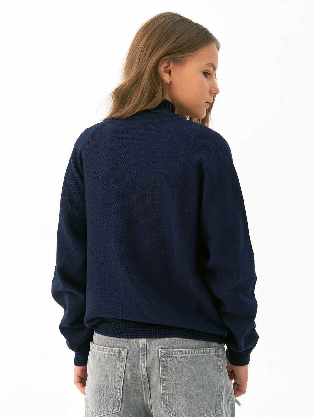 Кардиган для девочки AT1118 синий-белый