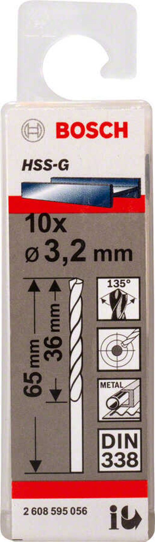 Сверло по металлу HSS-G 3,2 мм BOSCH 2608595056