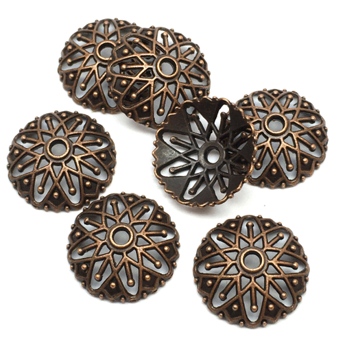 Шапочки для бусин 20х6 мм, под медь