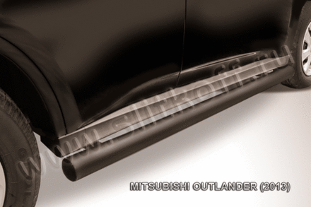 Пороги стальные Mitsubishi Outlander (2012-2015) d76 труба (серебристые)