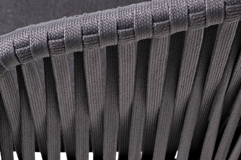 "Бордо" стул плетеный из роупа, каркас алюминий темно-серый (RAL7024) шагрень, роуп серый 15мм, ткань темно-серая 027