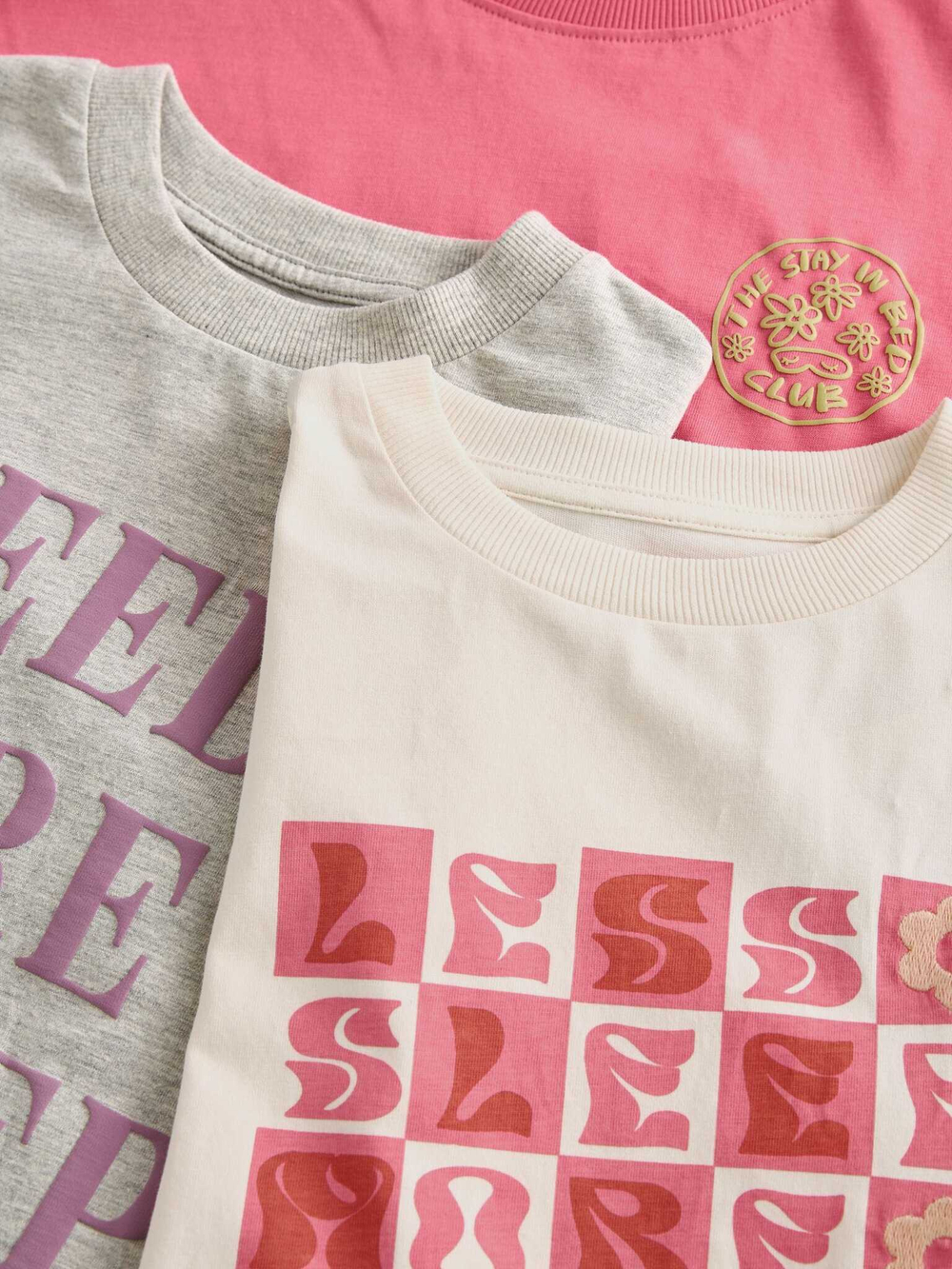 Пижама для девочки Next Q96-878, 3 шт., Розовый, Серый, Молочный