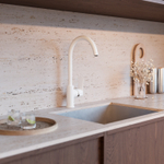 Смеситель для кухни 35k MIXLINE ML15-031W высокий излив б/отв боковая п/гайку (без подводки) БЕЛЫЙ