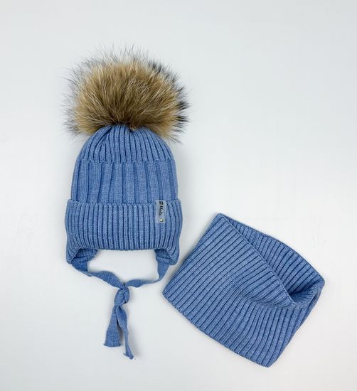 Шапка зимняя со снудом, Джинс