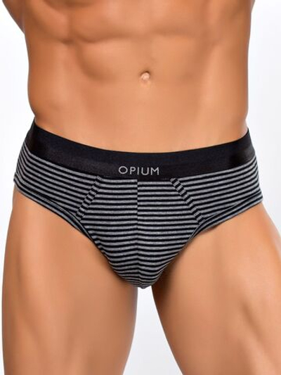 Мужские трусы-слипы в полоску (Размер: L) (Цвет: черный с серым)