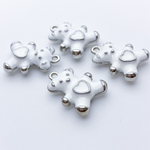 Подвеска Мишка, цвет серебро+белый, размер 22*15мм, цена за 1 шт