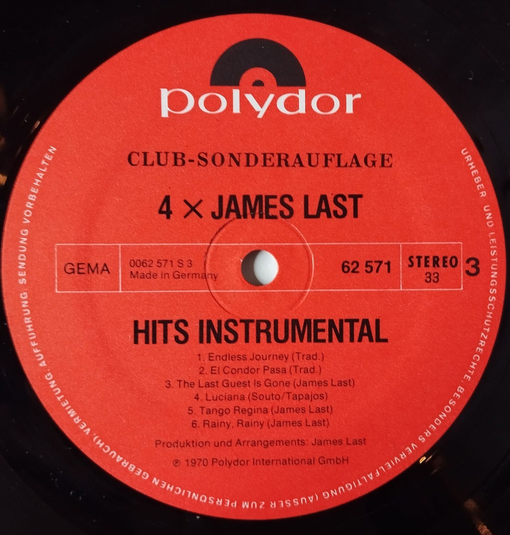 Винтажная виниловая пластинка LP 4 X James Last Джеймс Ласт (Germany 1974) El Condor Pasa