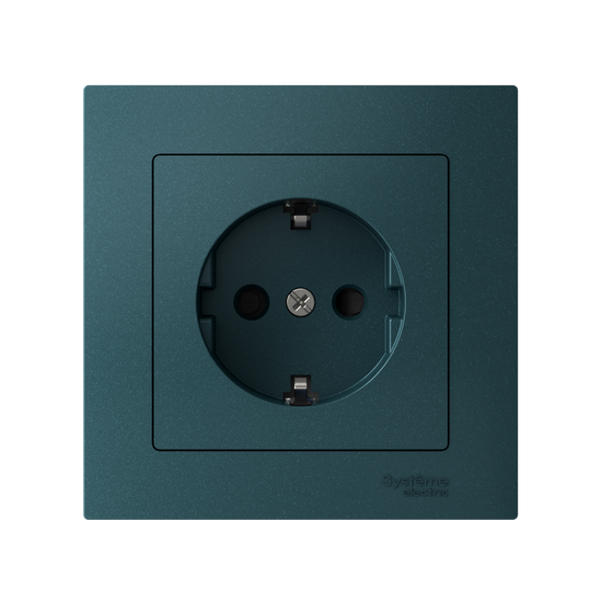 Розетка AtlasDesign 16А с заземл. защ. шторки быстрозажим. клем. в сборе изумруд SE ATN000844S