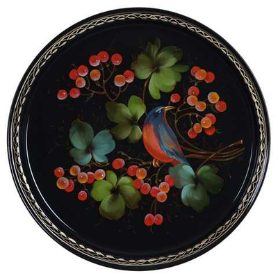 Жостовский поднос декоративный, размер 30 см (A9), металлический