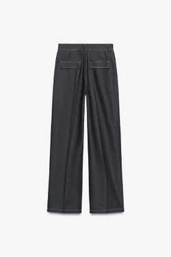 ZARA БРЮКИ ПРЯМОГО КРОЯ СО СТРЕЛКОЙ, ИНДИГО