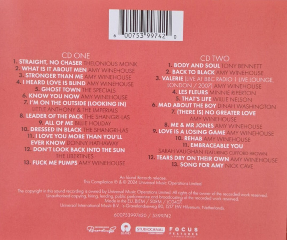 Soundtrack / Amy Winehouse:  Back To Black (Songs From The Original Motion Picture) (2CD)