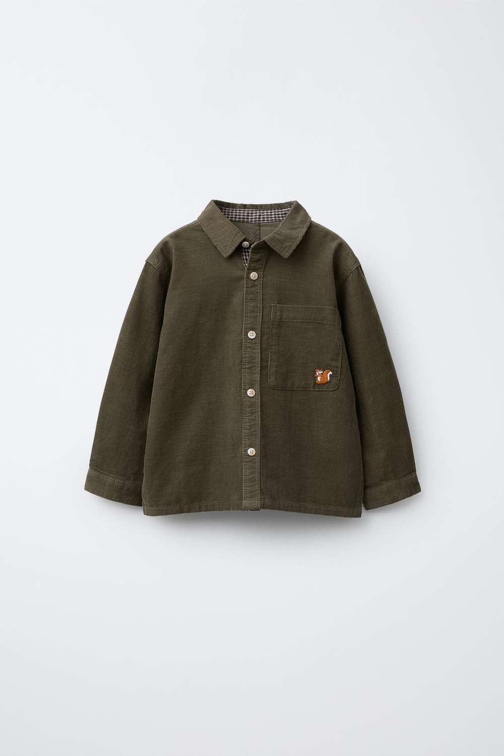 ZARA РУБАШКА ИЗ МИКРОВЕЛЬВЕТА С КАРМАНАМИ, ЗЕЛЕНЫЙ