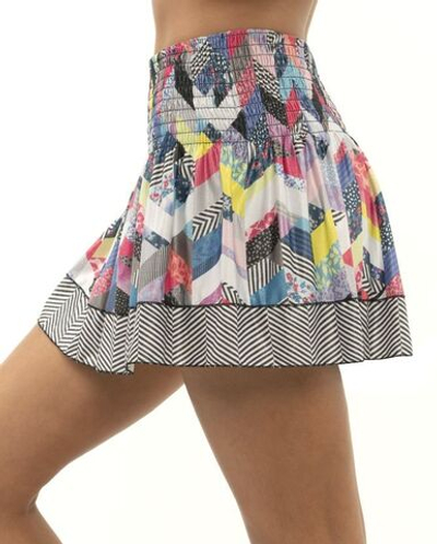 Теннисная юбка Lucky in Love Novelty Long Mix N' Patch Smocked Skirt - разноцветный