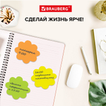 Стикеры фигурный BRAUBERG НЕОНОВЫЙ "Цветок" 250 листов 5 цветов (4 штуки в упаковке)