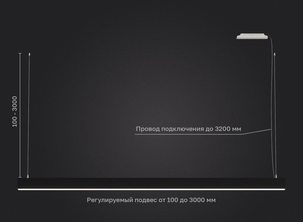 Подвесной линейный LED светильник LP55-500 13Вт 4000К IP40 черный 1196Лм 480х50х50мм DARKLUM