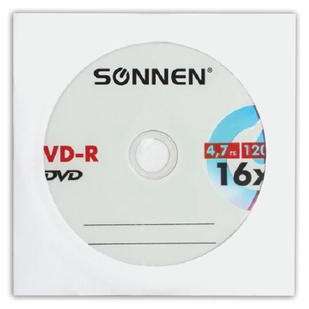 Диск DVD-R Sonnen 16х, 4,7Gb,бумажном конверте