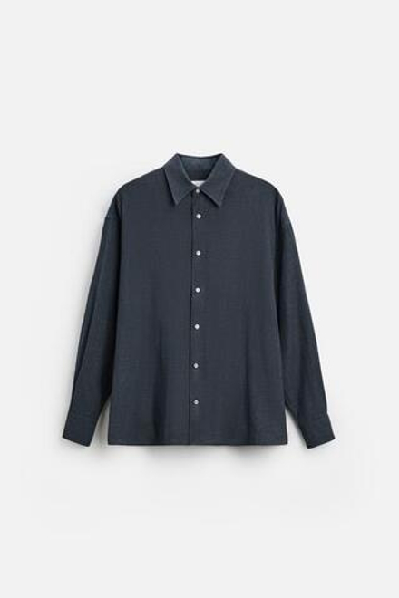 ZARА РУБАШКА RELAXED-FIT ИЗ РЕЛЬЕФНОЙ ТКАНИ, ИНДИГО