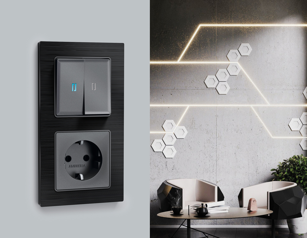 AF550501 Рамка ALFA Platos (Черный Металл шлифованный) 1-ая