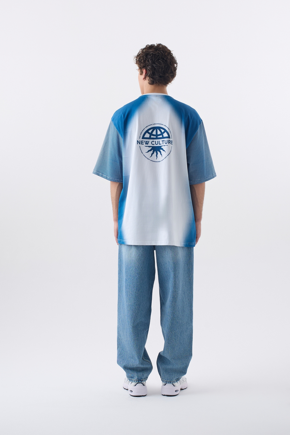 Футболка мужская Oversize с пич эффектом "Retro Sport" Синий